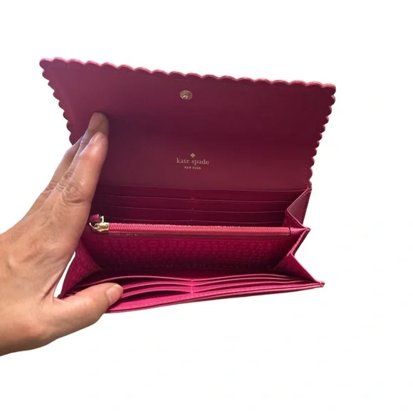 Kate Spade New York Maple Court Cyndy Leather Continental Pink Scalloped Wallet - Picture 4 of 4